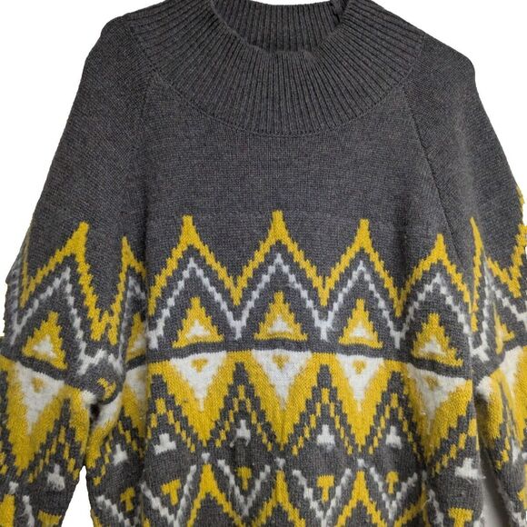 Banana Republic Sweater Wool / Llama Men Large Como Fair Isle Dark Truffle L 50 - Picture 3 of 7